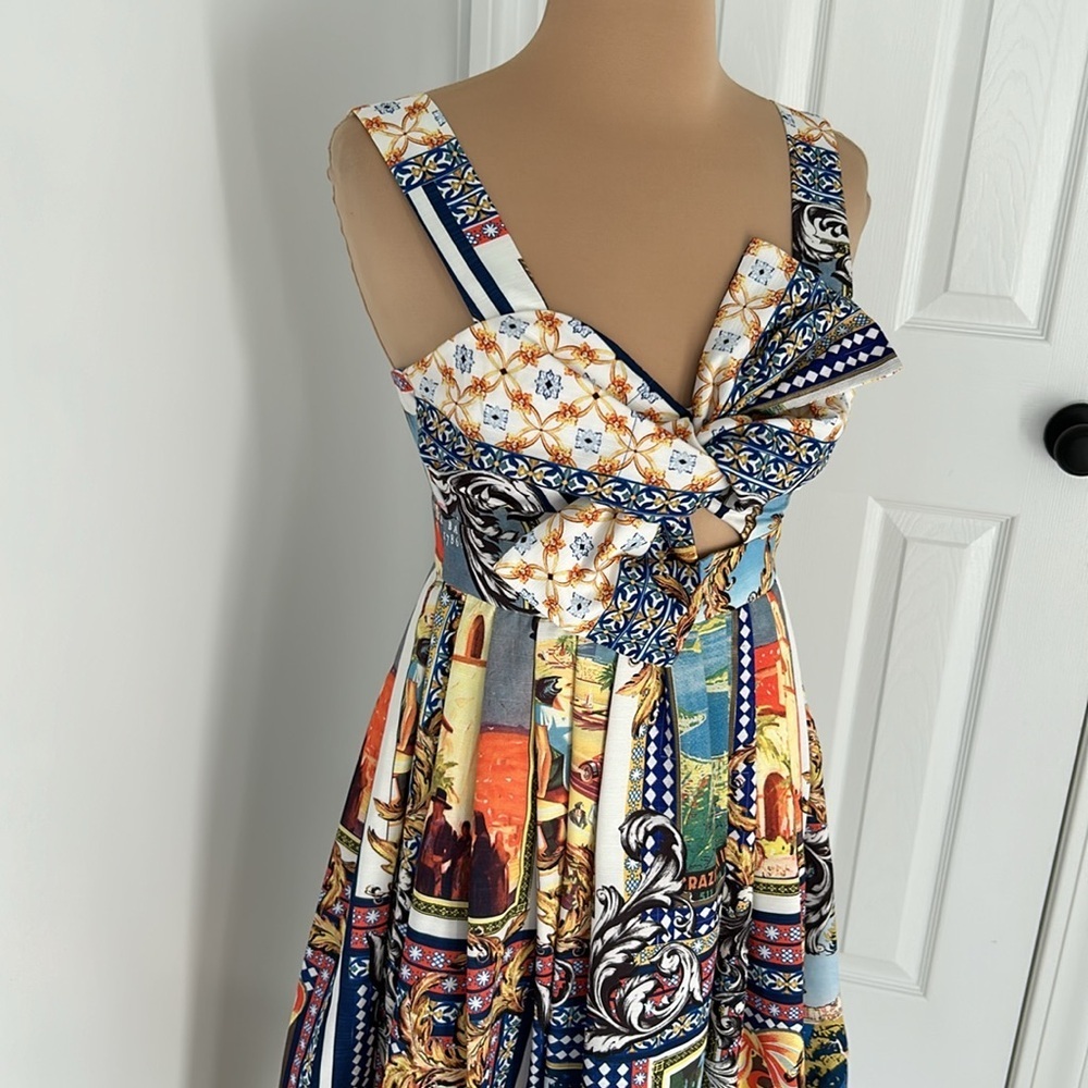 Multicolor Printed Tie-Front Sundress - Picture 5 of 13